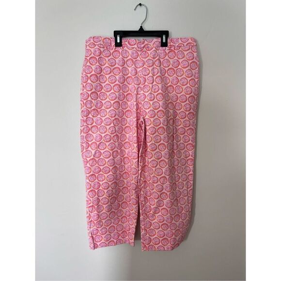 Fresh Produce Pink & Orange Fruit Slice Capri Pants sz 12 EUC - Picture 1 of 7
